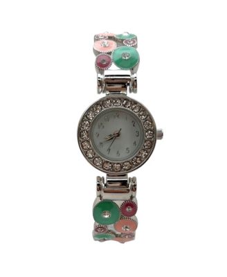 Pastels Silver Colorful Round Shapes Band Bangle Women Watch
