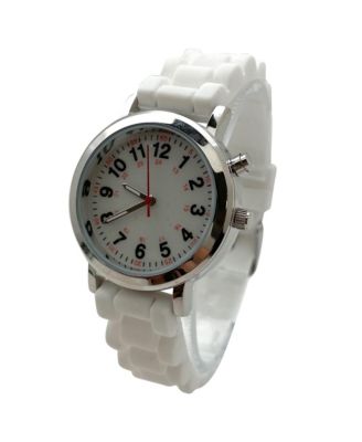 White Luminous Dial Easy Read Medical Professionals Silicone Band Women Watch