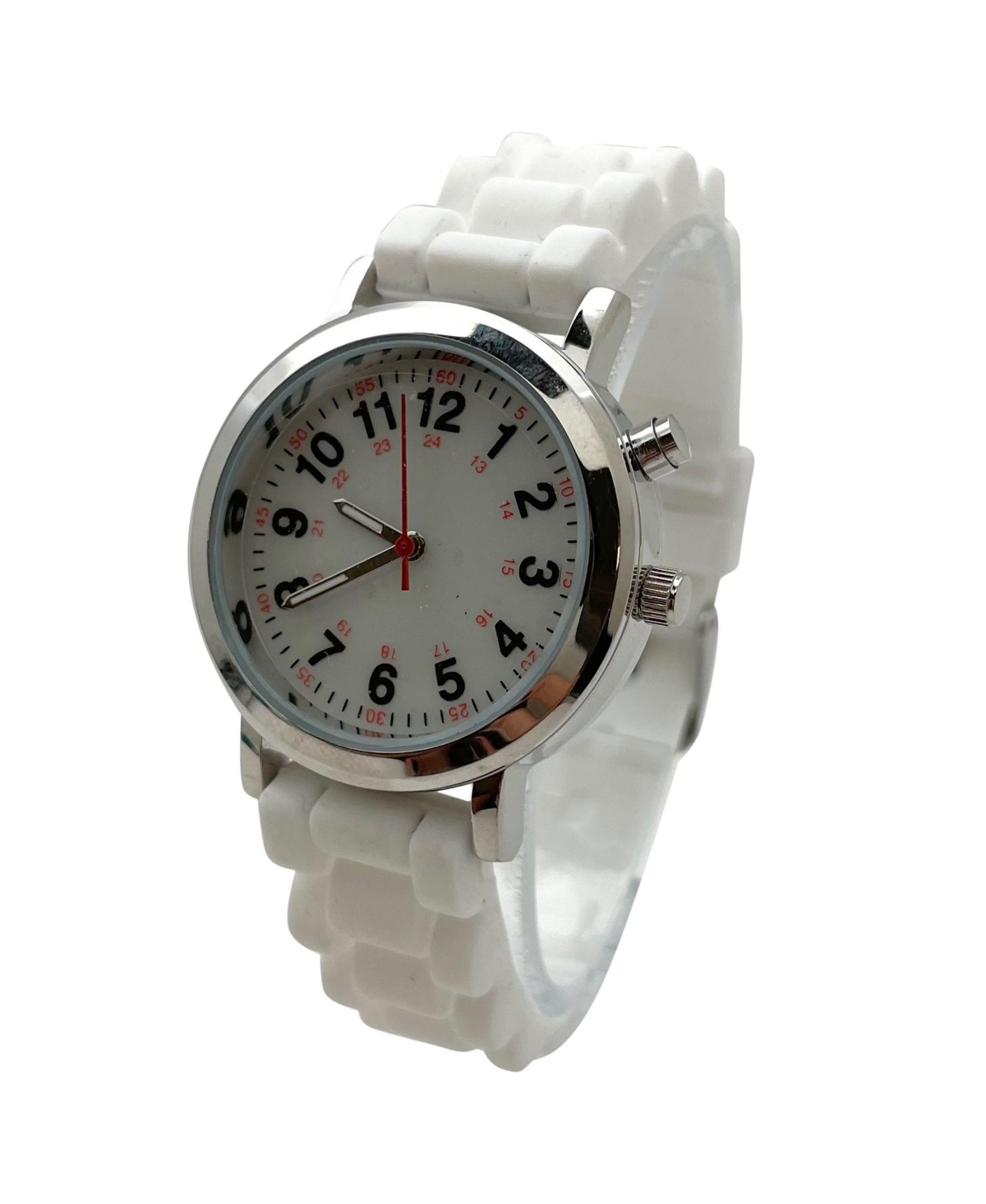 Olivia Pratt White Luminous Dial Easy Read Medical Professionals Silicone Band Women Watch