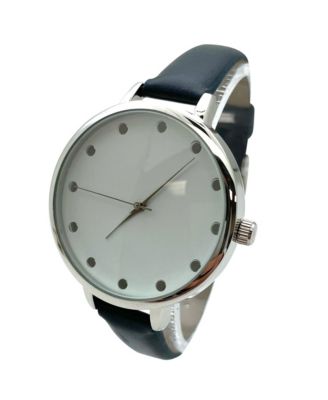 Solid Vibrant Color Everyday Faux Leather Women Watch, Navy