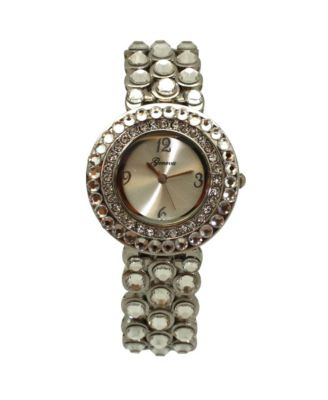 Silver Shiny Rhinestones Metallic Women Watch