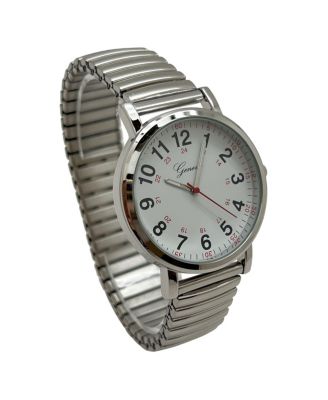 Silver Bold Numbers and Casual Stretch Band Women Watch