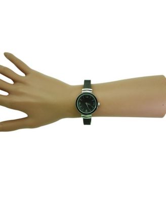 Black Silver Olivia Pratt Every Day Textured Metal Bangle Watch