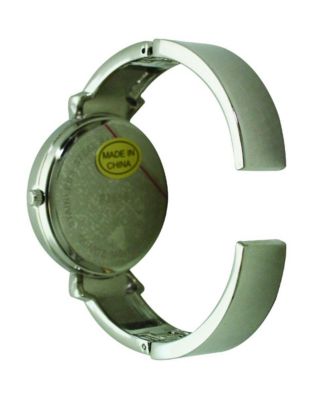 Elegant Emerald Rhinestone Solid Metal Bangle Watch