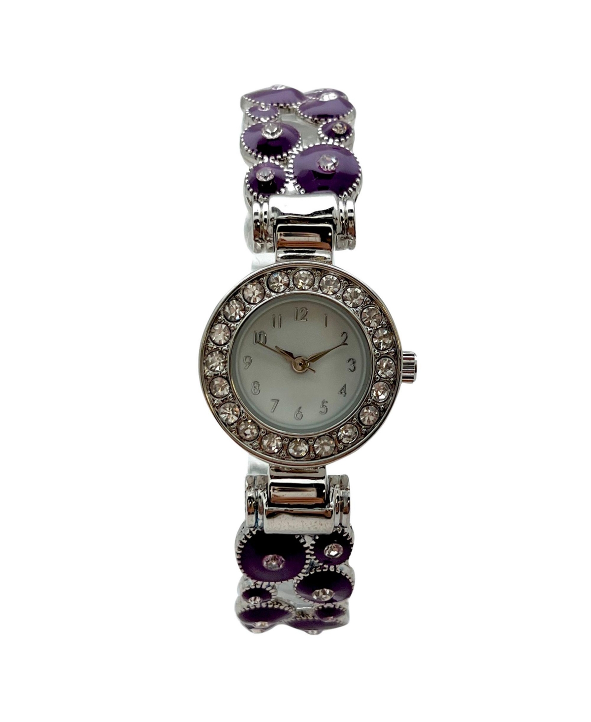 Olivia Pratt Purple Silver Colorful Round Shapes Band Bangle Women Watch