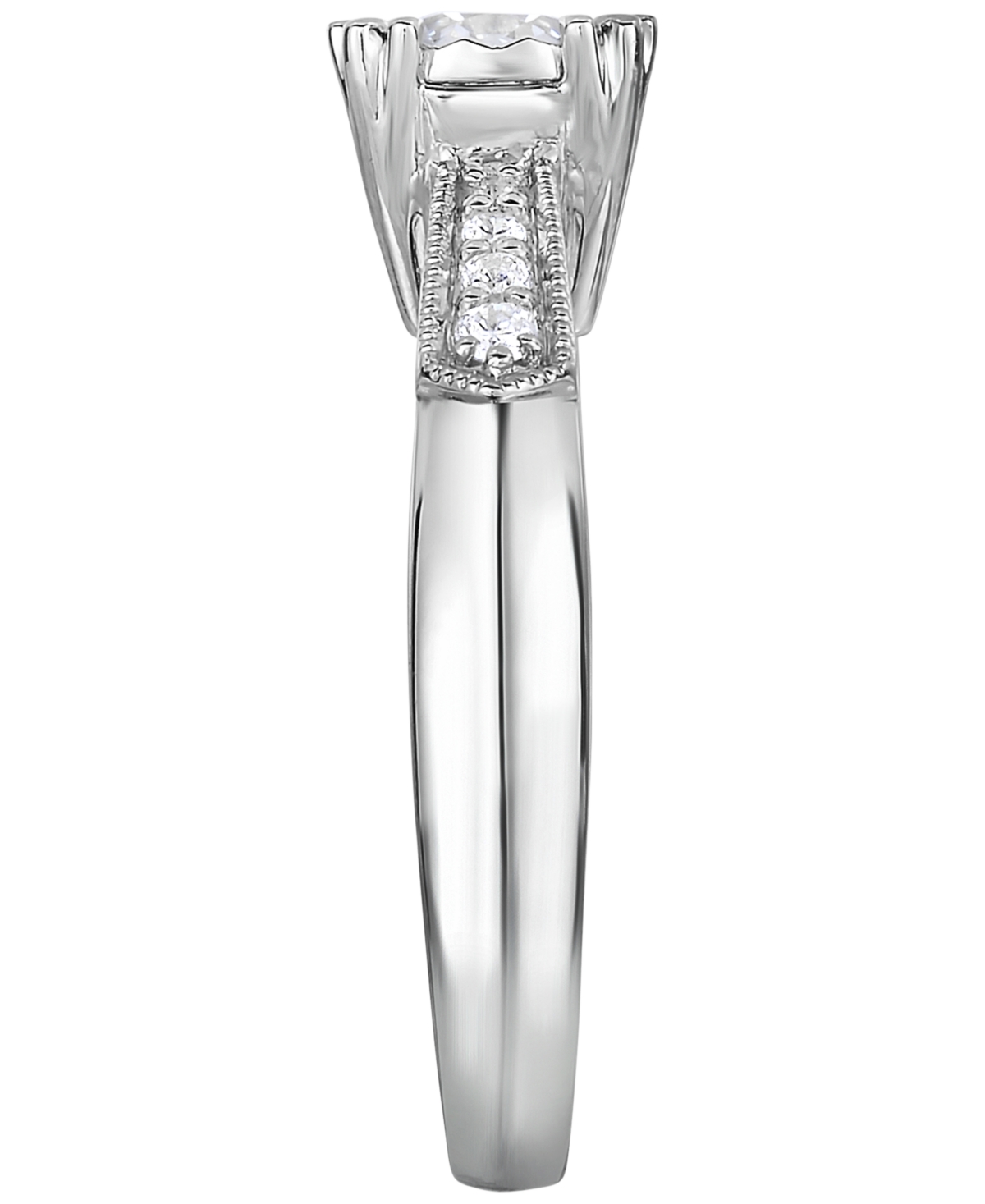 Macy's Diamond Vintage-like Fishtail Prong Engagement Ring (5/8 Ct. T.w.) In 14k White Gold In Metallic