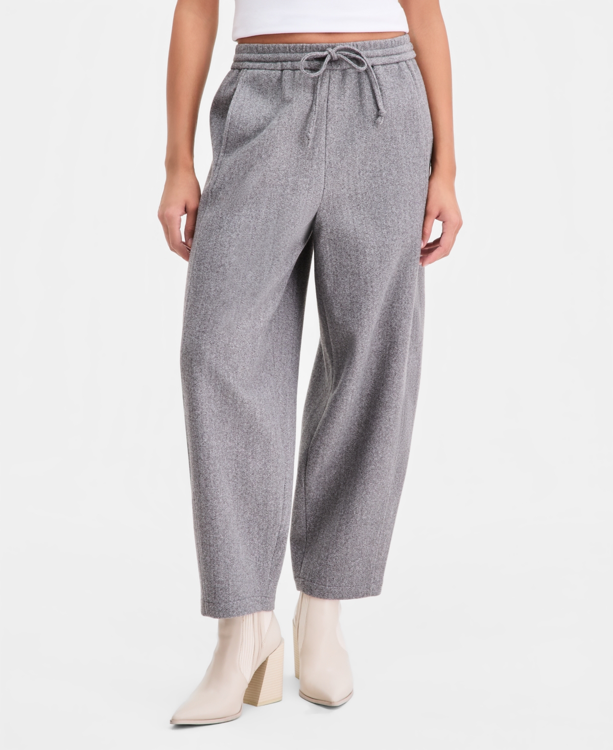 Bar Iii Women's Felt Barrel-Leg Drawstring Pants, Macy's Exclusive