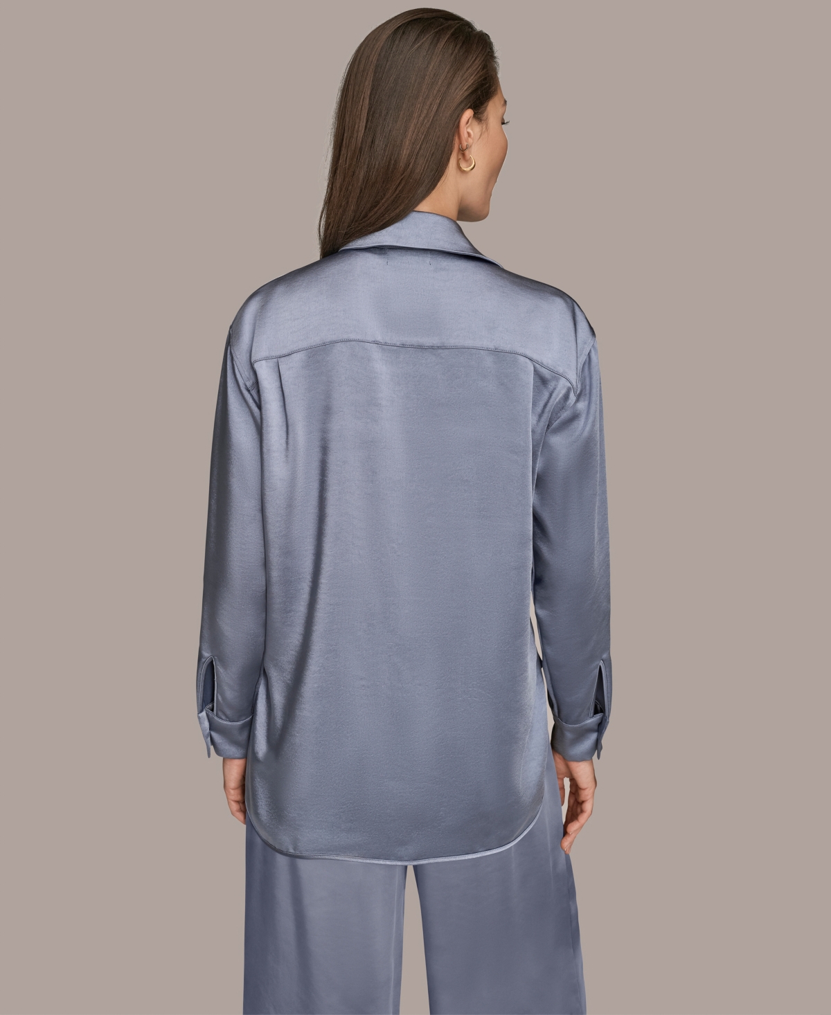 Donna Karan Weekend Women's Woven Button-down Shirt In Blue