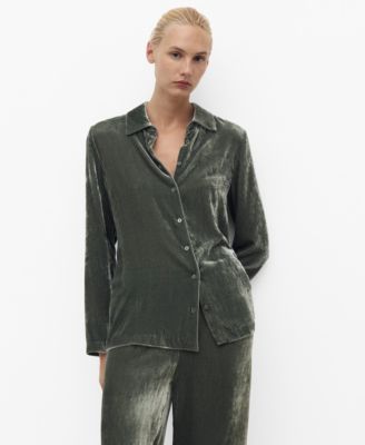 MANGO - Women's Silk Velvet Shirt