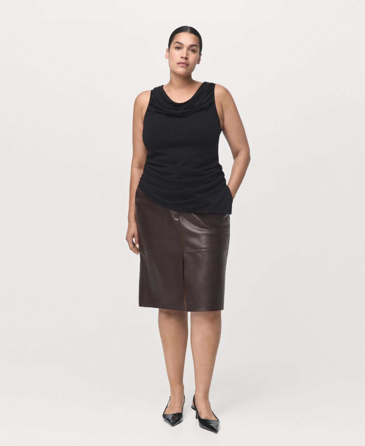 Mango Women's Leather-effect Pencil Skirt In Black