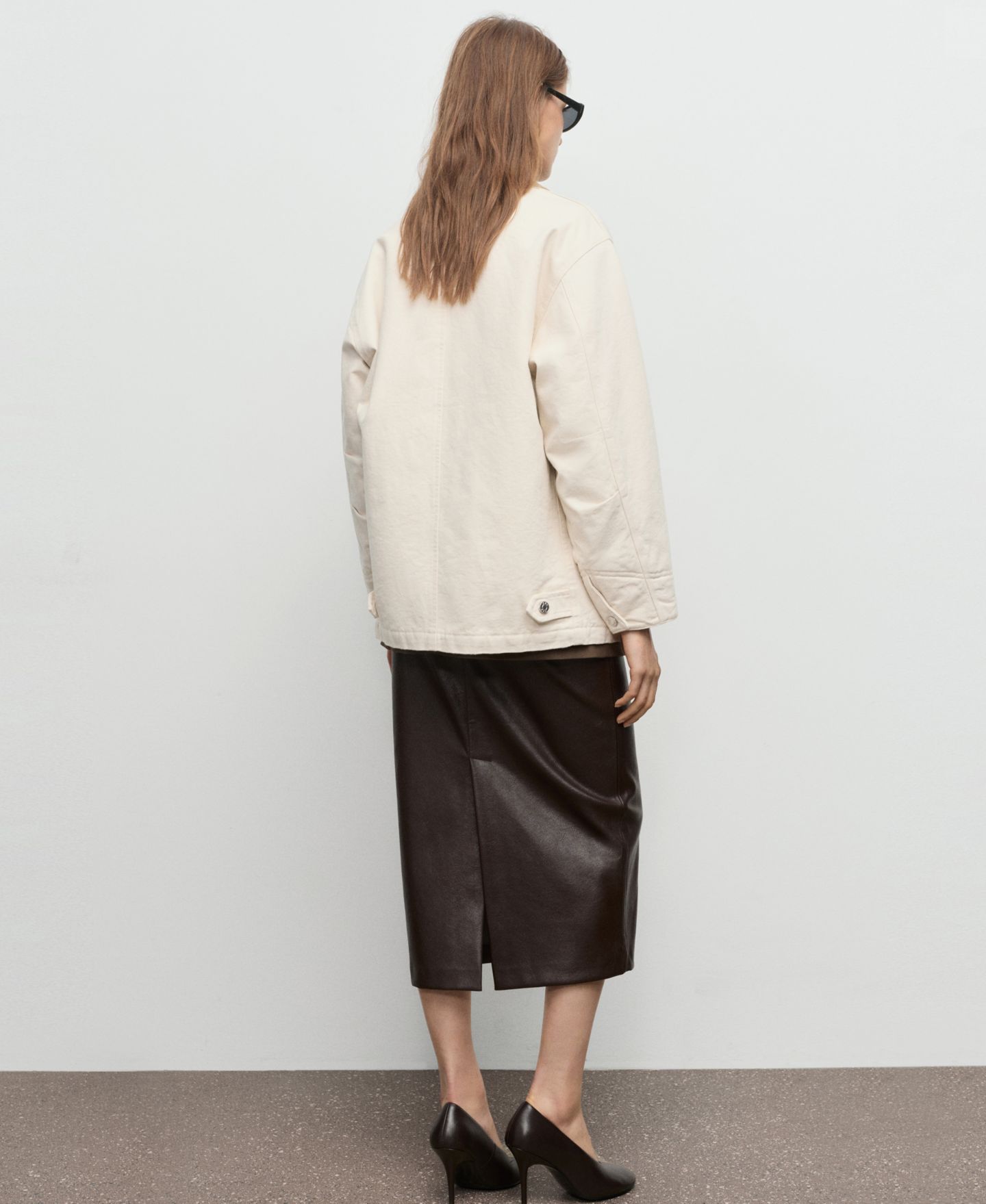 Женская куртка MANGO Corduroy Collar Denim Parka Blazer, цвет: Экрю — фото 2