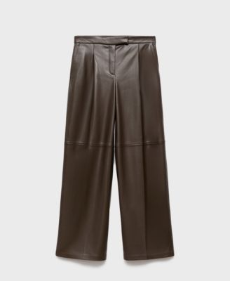 Women's Leather-Effect Wide Leg Pants