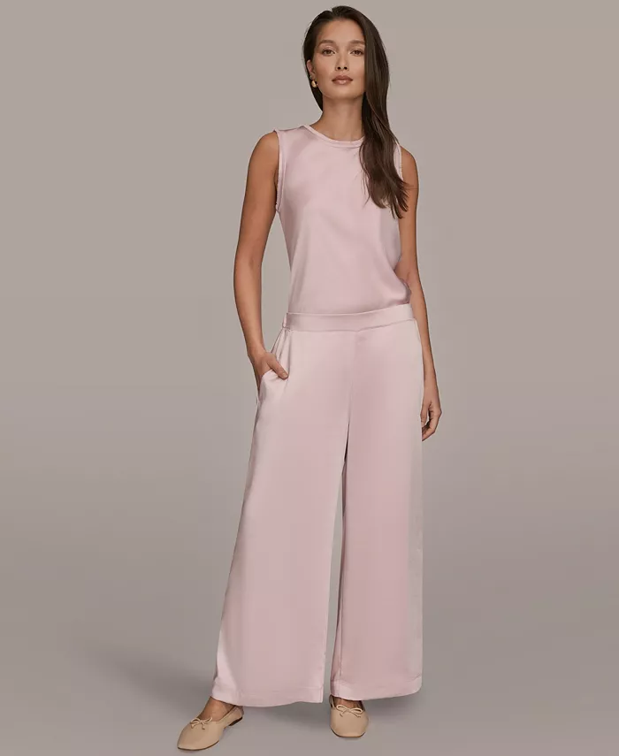Women's Pull-On Satin Mid Rise Wide Leg Pants - thumbnail 5