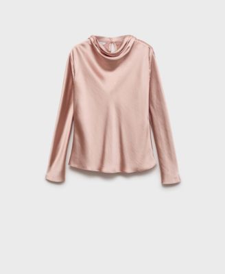 Women's Draped Neck Satin Blouse