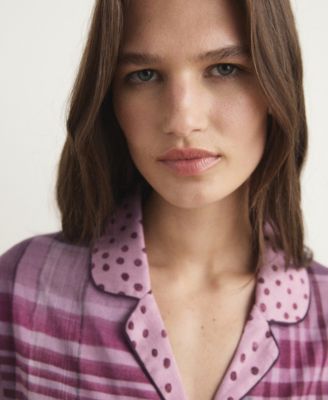 Women's Piping Detail Printed Pajama Shirt