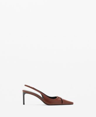 Women's Ring Detail Leather Heeled Shoes