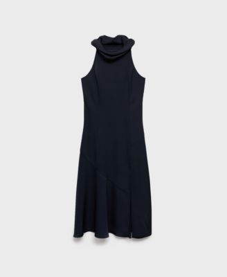 Women's Slit Draped Neck Dress