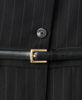 Women's Belted Pinstripe Jumpsuit