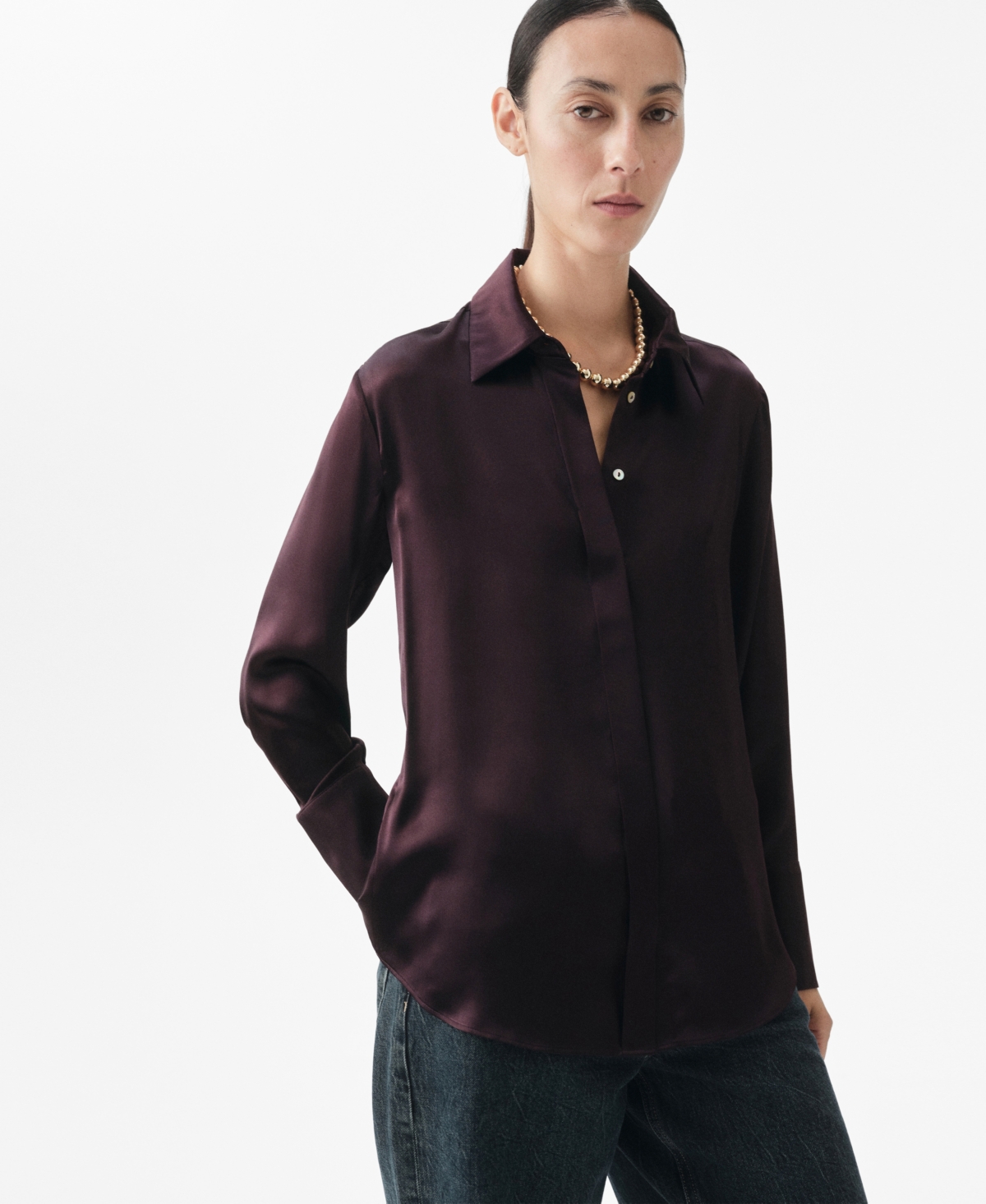 Mango Women's Silk Satin Shirt
