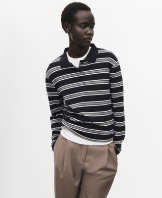 Women's Striped Polo-Neck T-Shirt