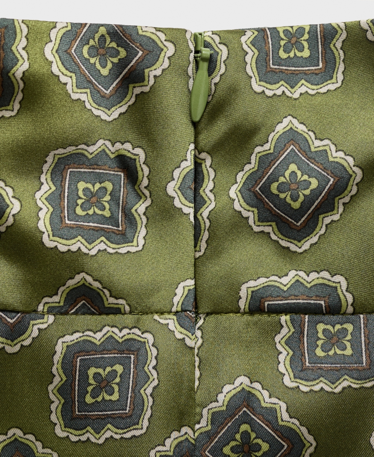 Mango Women's Geometric Print Satin Blouse In Green