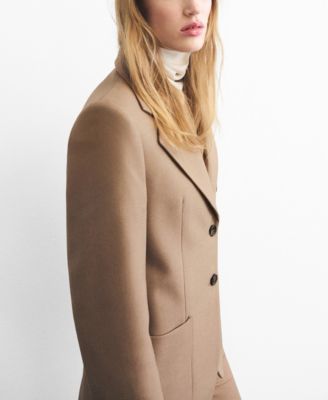 Women's Pockets Wool Blend Suit Blazer