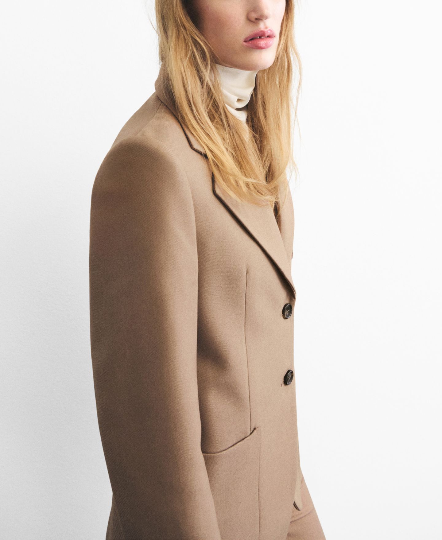 Женский пиджак MANGO Pockets Wool Blend Suit Blazer, цвет: Средний коричневый — фото 5