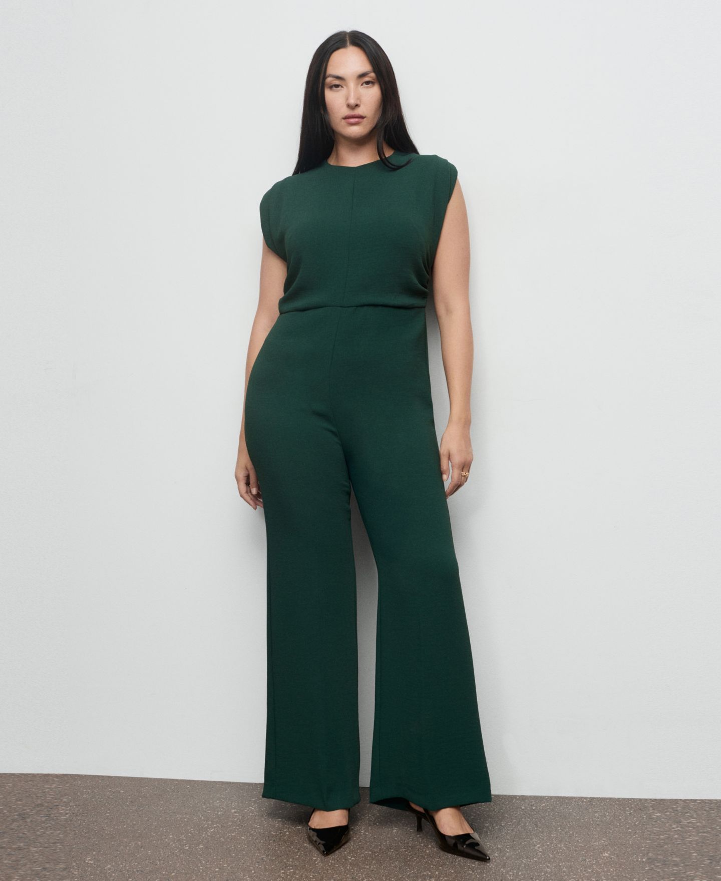 Женский комбинезон MANGO Ruched Long Jumpsuit, цвет: Зелёный — фото 4