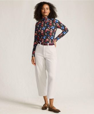 Women's Corduroy High Rise Barrel Leg Ankle Pants