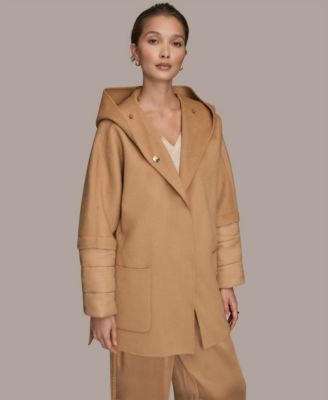 Women's Double Face Wool Cape Coat with Detachable Hood