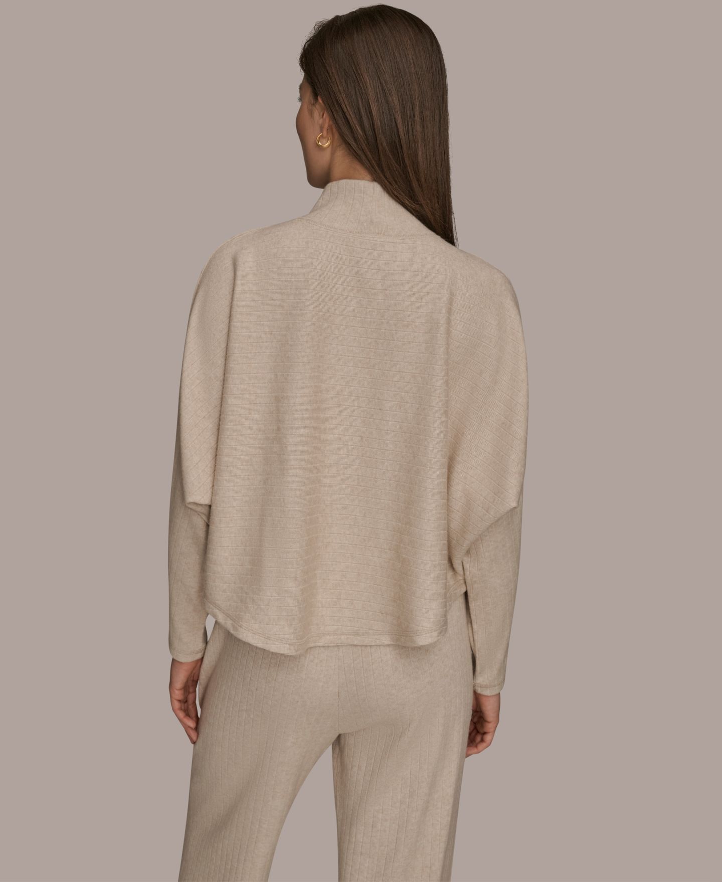 Женский свитер Donna Karan Weekend Brushed Rib Dolman Funnel Neck Pullover, цвет: Светлый палевый меланжевый — фото 2
