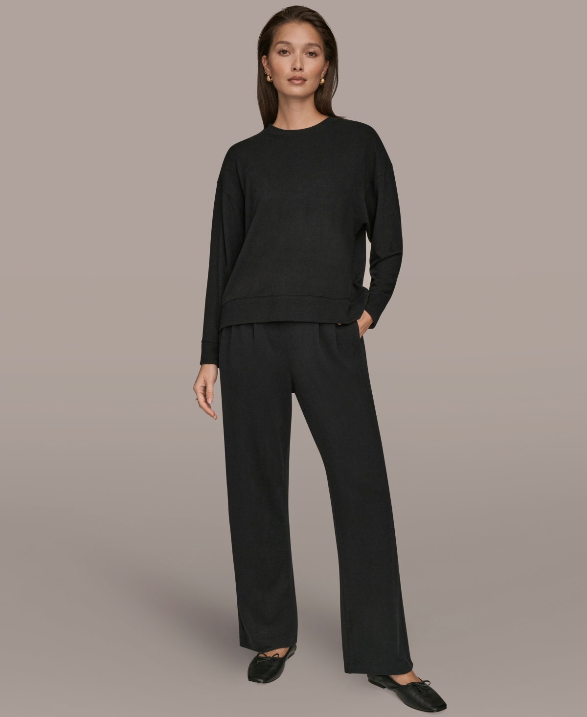 Donna Karan Weekend Women's Crew Neck Top In Black