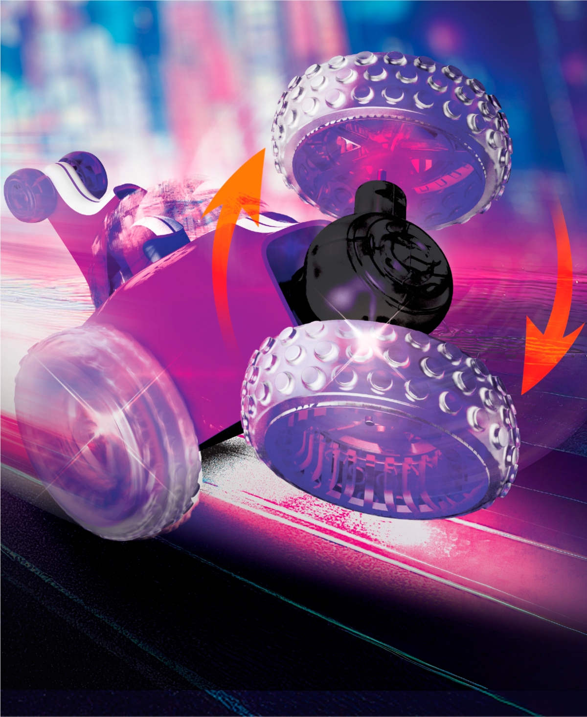 Sharper Image Wheelie Spinner Stunt Car Toy In Transparent