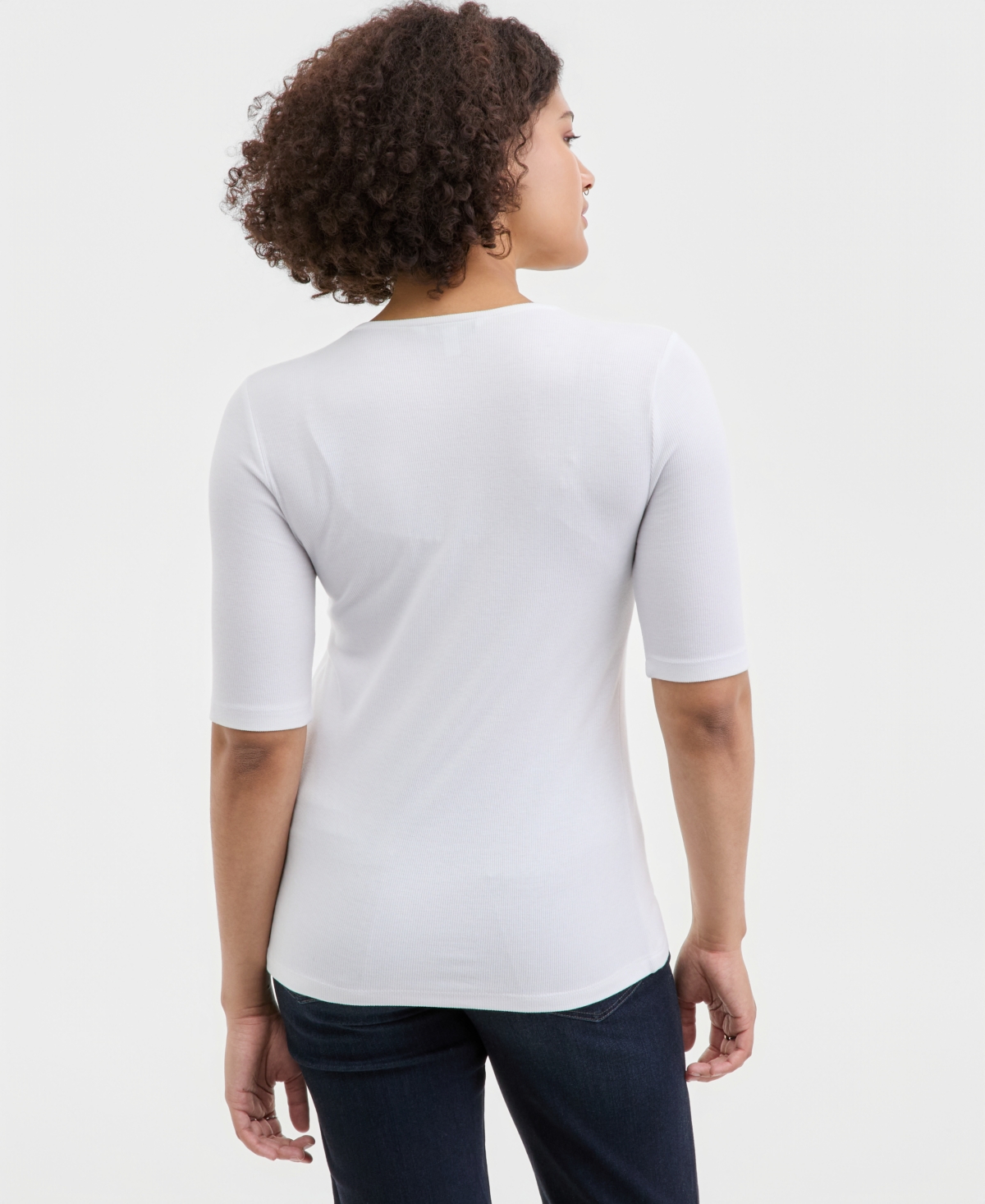 Liverpool Los Angeles Women's V-Neck Elbow-Sleeve Knit Top