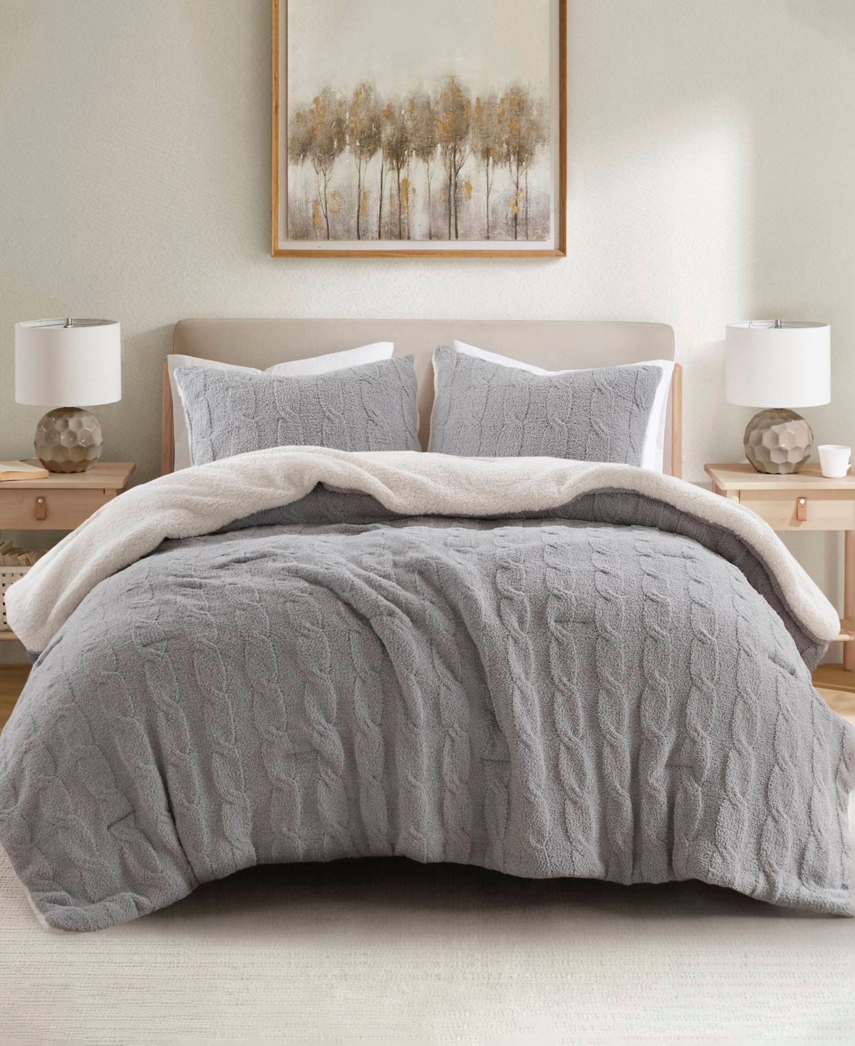 Madison Park Riordan Waffle Knit Chenille 3-pc. Comforter Set, King In Gray