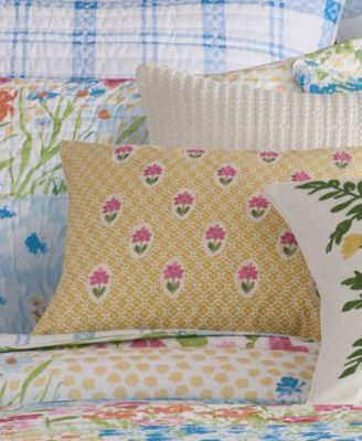 Blooming Hillside Embroidered Decorative Pillow, 14" x 18"