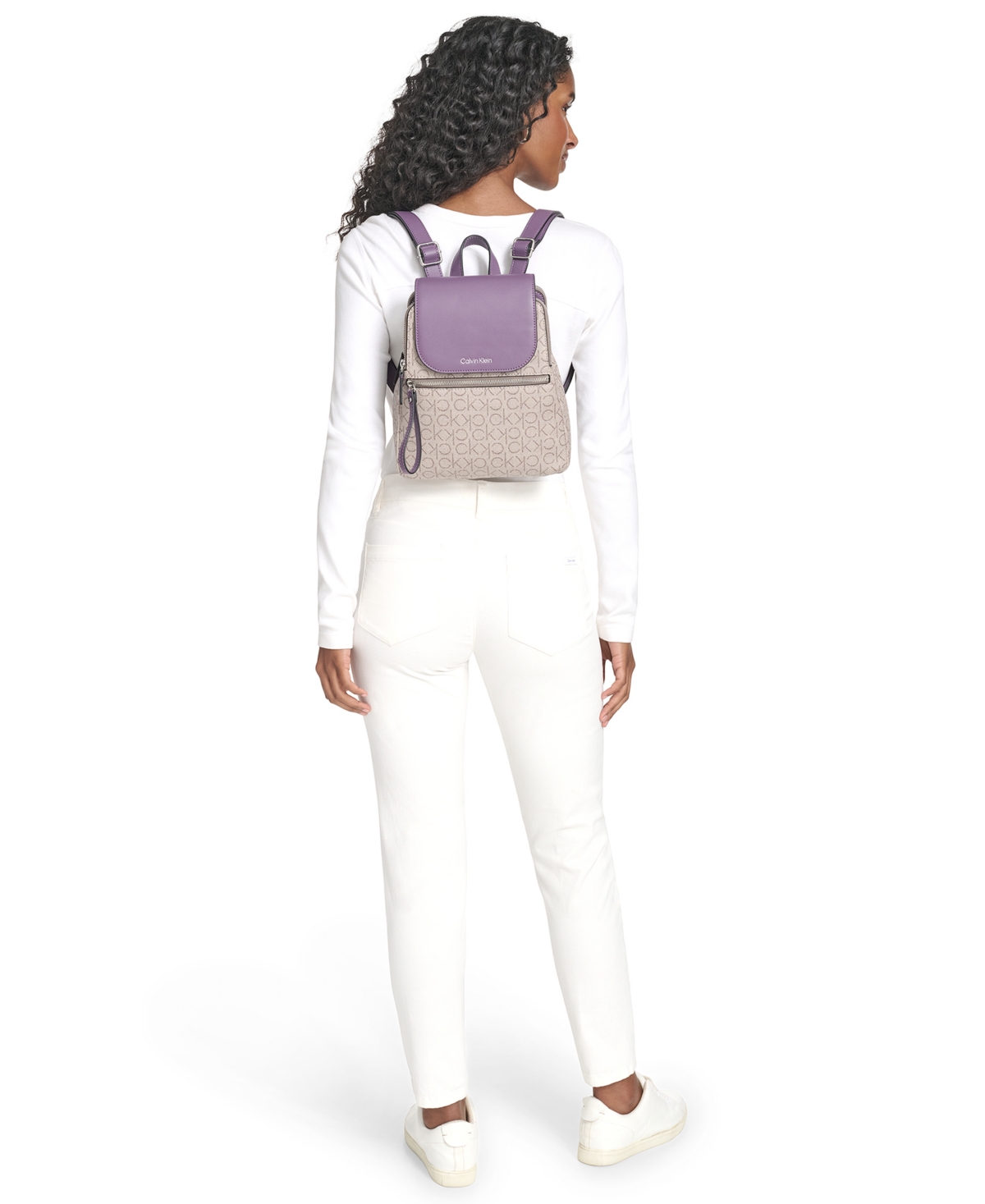 Calvin Klein Garnet Signature Triple Compartment Backpack In Animal Print