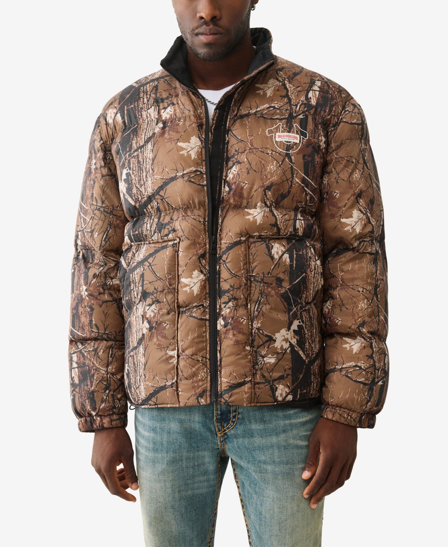 Мужская куртка True Religion Camo Printed Puffer, цвет: Тёмный коричневый — фото 1