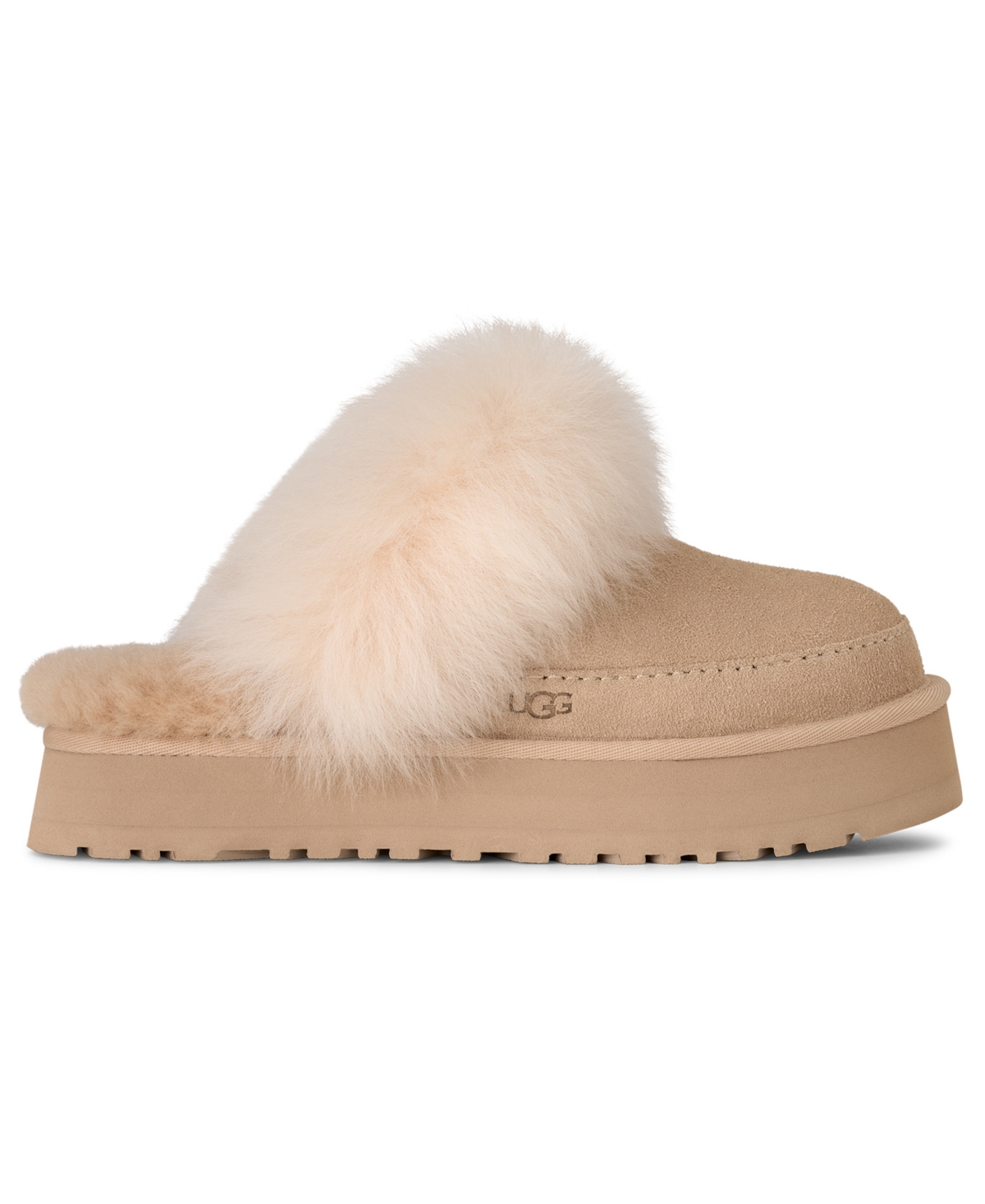 Ugg Sandcastle Suede Slip-on Flats With Plush Shearling Collar In Neutral
