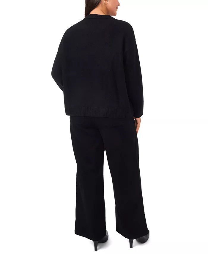 Plus Size Flower Motif Crewneck Sweater - thumbnail 3