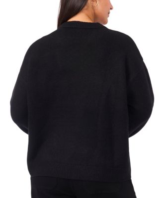 Plus Size Flower Motif Crewneck Sweater