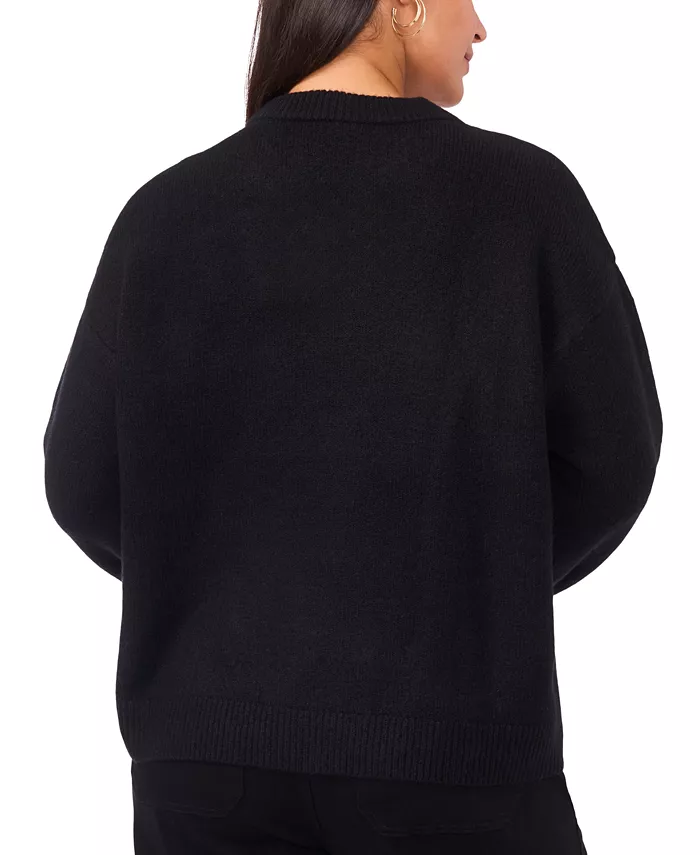 Plus Size Flower Motif Crewneck Sweater - thumbnail 4