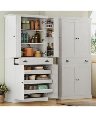 Kitchen Pantry Cabinet 72" Height, Freestanding Cupboard with Drawer