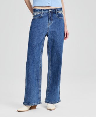 Women's Rhinestone Embellished Wide Leg Jeans, Macy's Exclusive