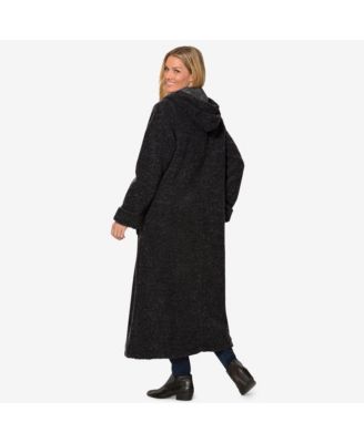 Plus Size Long Hooded Berber Fleece Coat