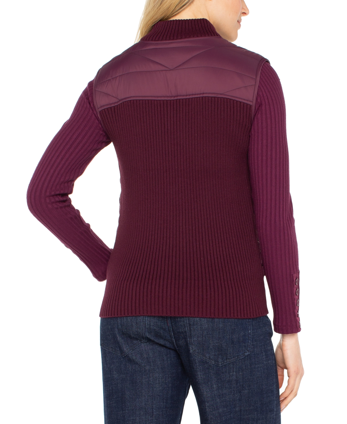 Liverpool Los Angeles Women's Quilted Zip-Front Sweater Vest