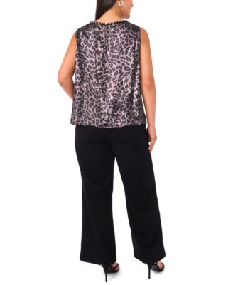 Plus Size Printed Crewneck Blouse