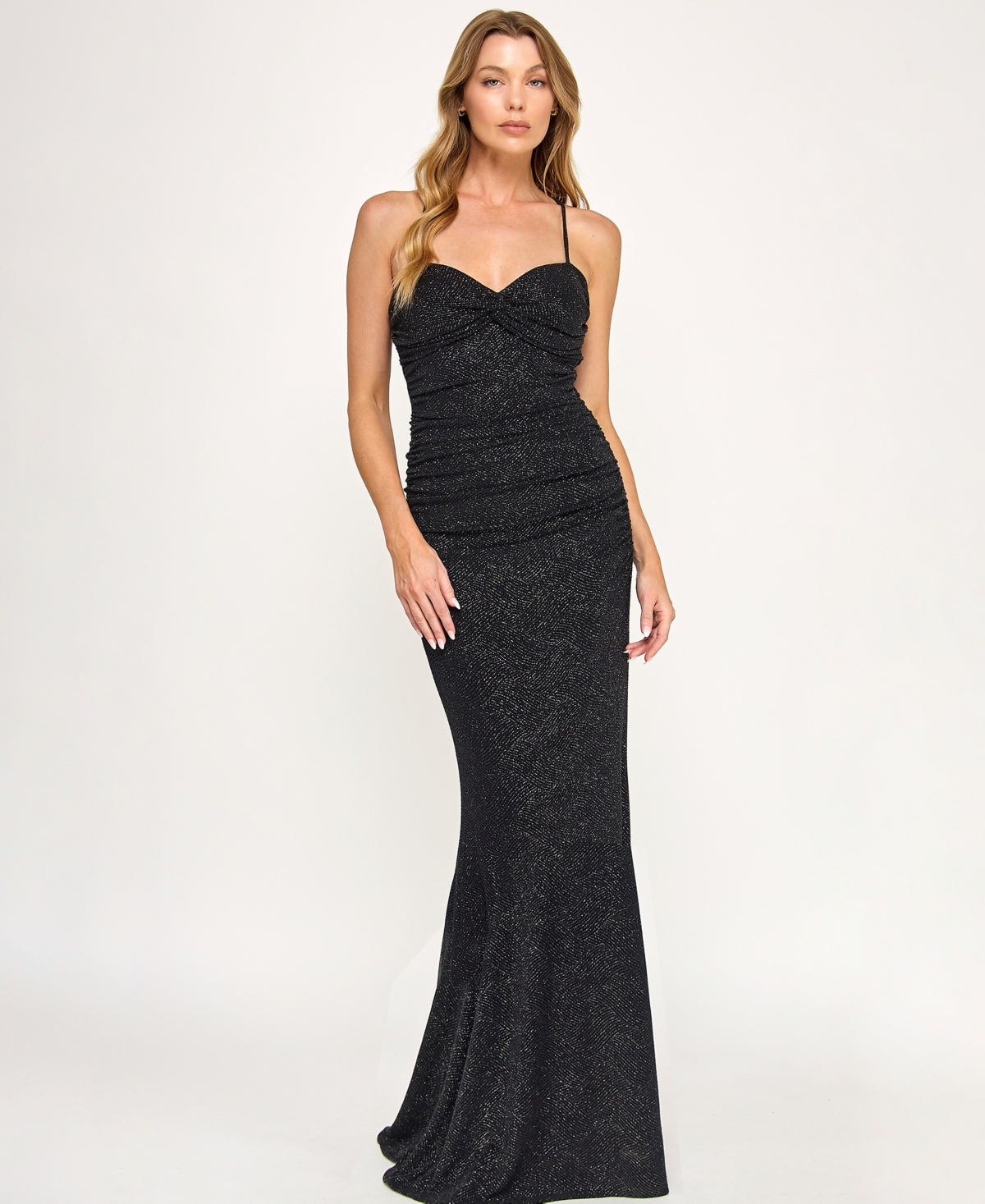 City Studios Juniors' Glitter Tie Back Maxi Dress In Animal Print