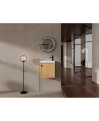 18.5" Wall-Mount Vanity, Resin Sink, Soft Close, Nature Wood