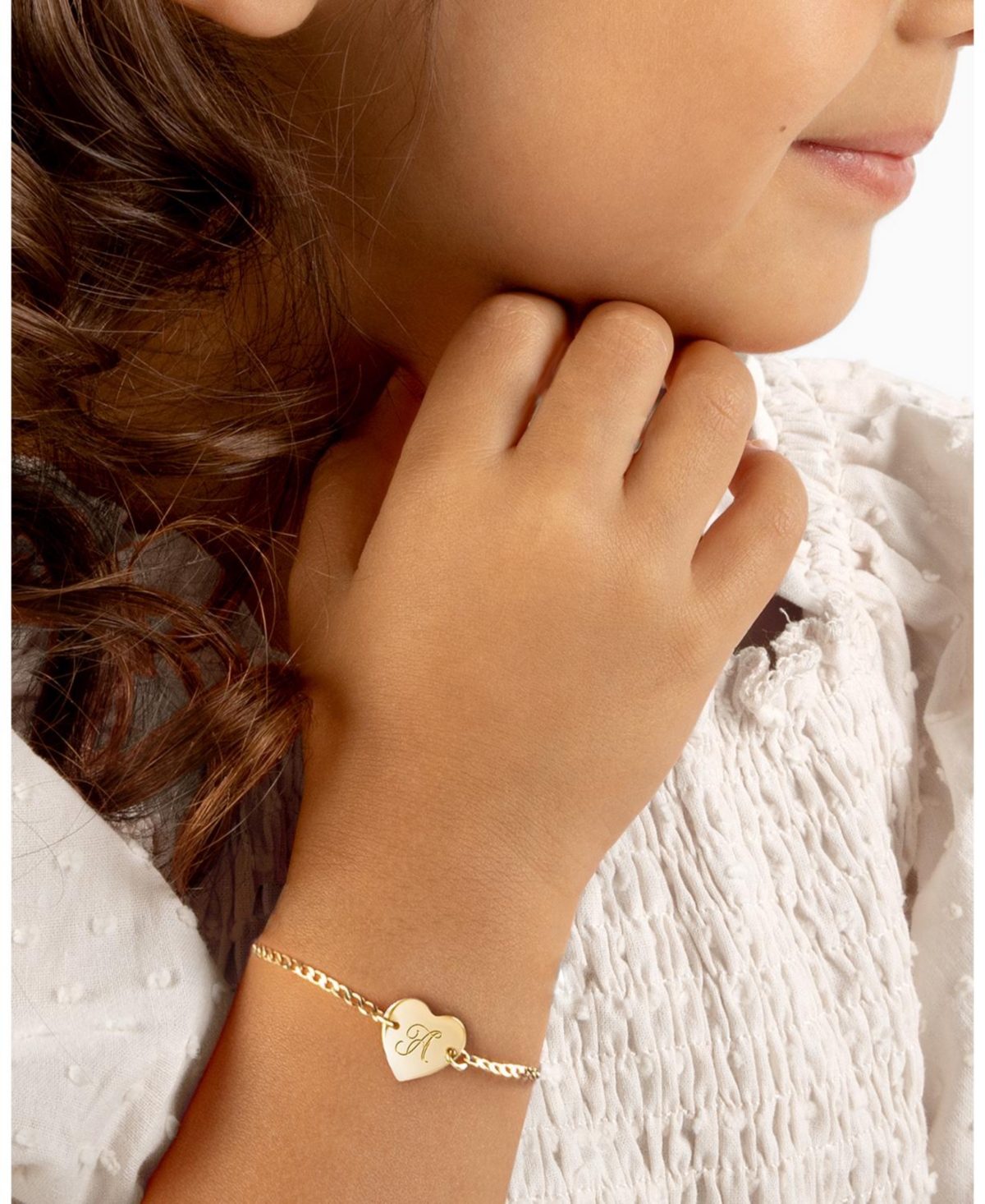Tiny Blessings Children's 14k gold Heart of Id & Engraved Initial Girls' 6" Bracelet